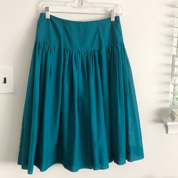 Teal high-waisted cotton and silk skirt from PAULE KA Paris - NEW WITH TAGS!